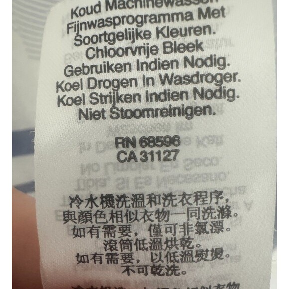 DKNY Donna Karan Striped Blouse sz L Ruffle Hem Pointed Collar Long Sleeve Work - Picture 6 of 9